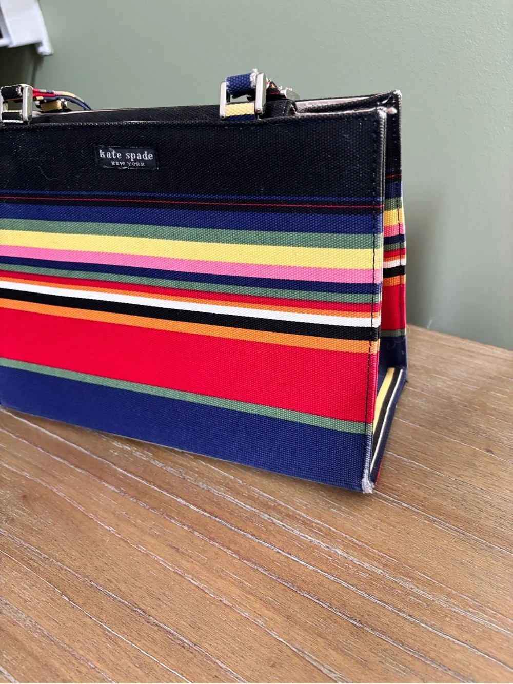 kate spade Multicolor Striped Canvas Tote in Red, Navy & Yellow